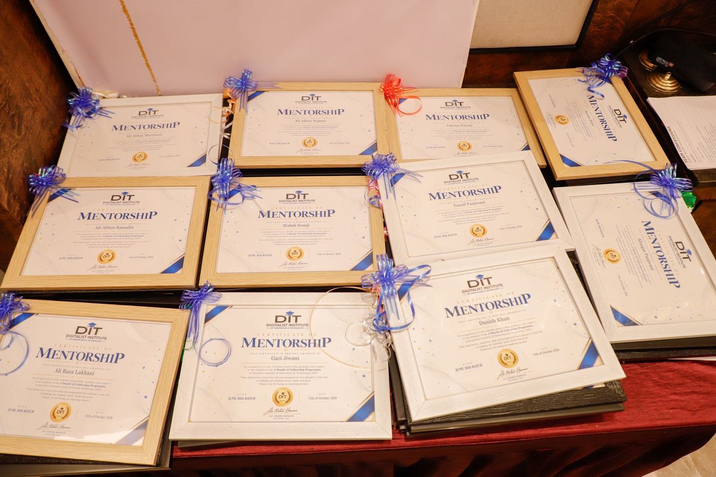 Certificates laid out for the graduates